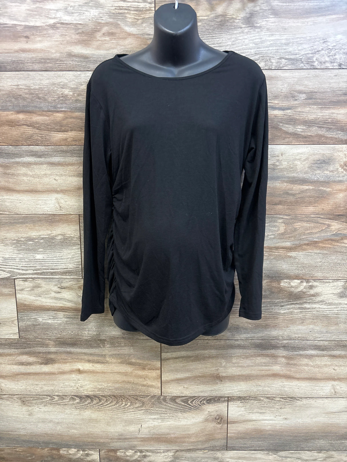 BHome Maternity Ruched Long Sleeve Shirt Black sz XL