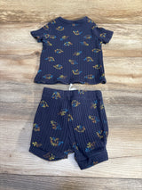Pl Baby 2pc Ribbed Dinosaur Shirt & Shorts Set Navy sz 9m