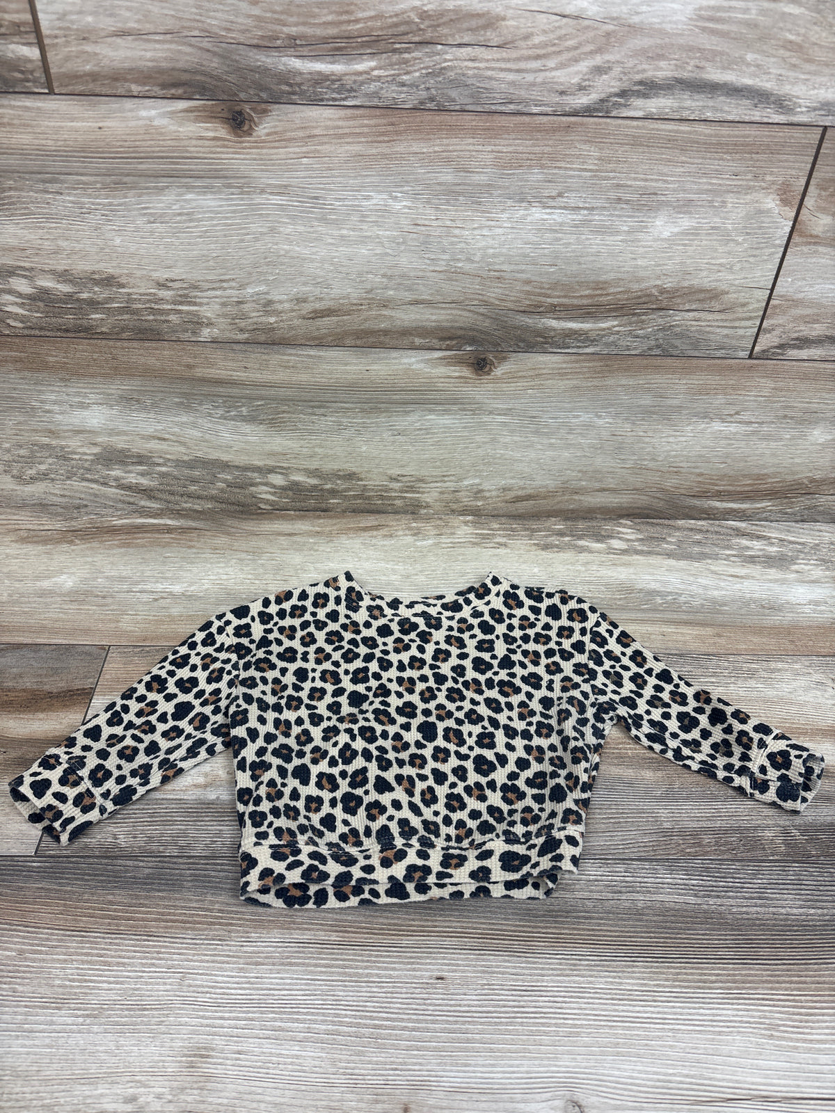 Cat & Jack Waffle Knit Leopard Print Shirt Beige sz 12m