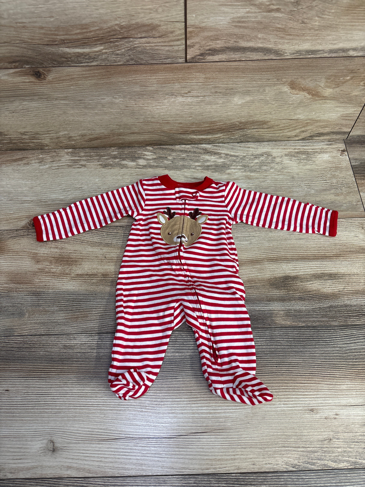 Carter's Striped Reindeer Sleeper Red/White sz Newborn