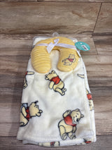 NEW Disney Baby Winnie The Pooh Blanket & Travel Pillow Set Yellow