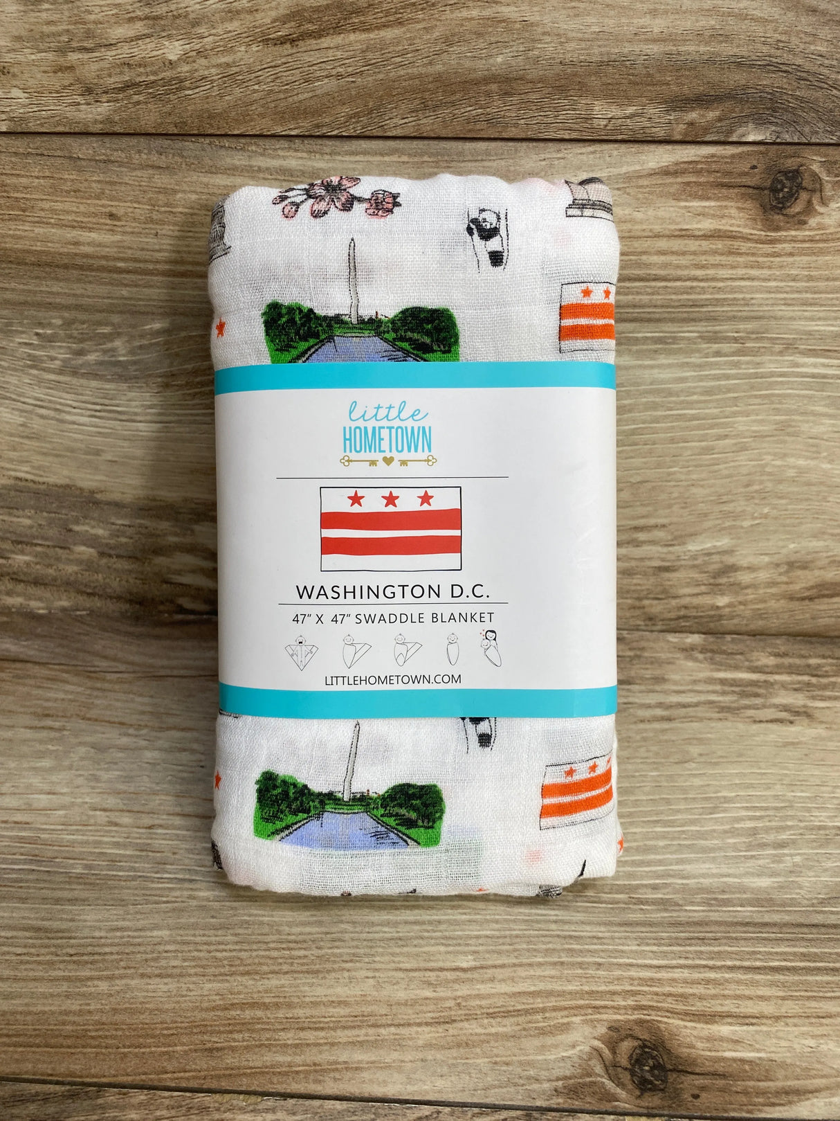 NEW Little Hometown White Swaddle Blanket, Washington D.C.
