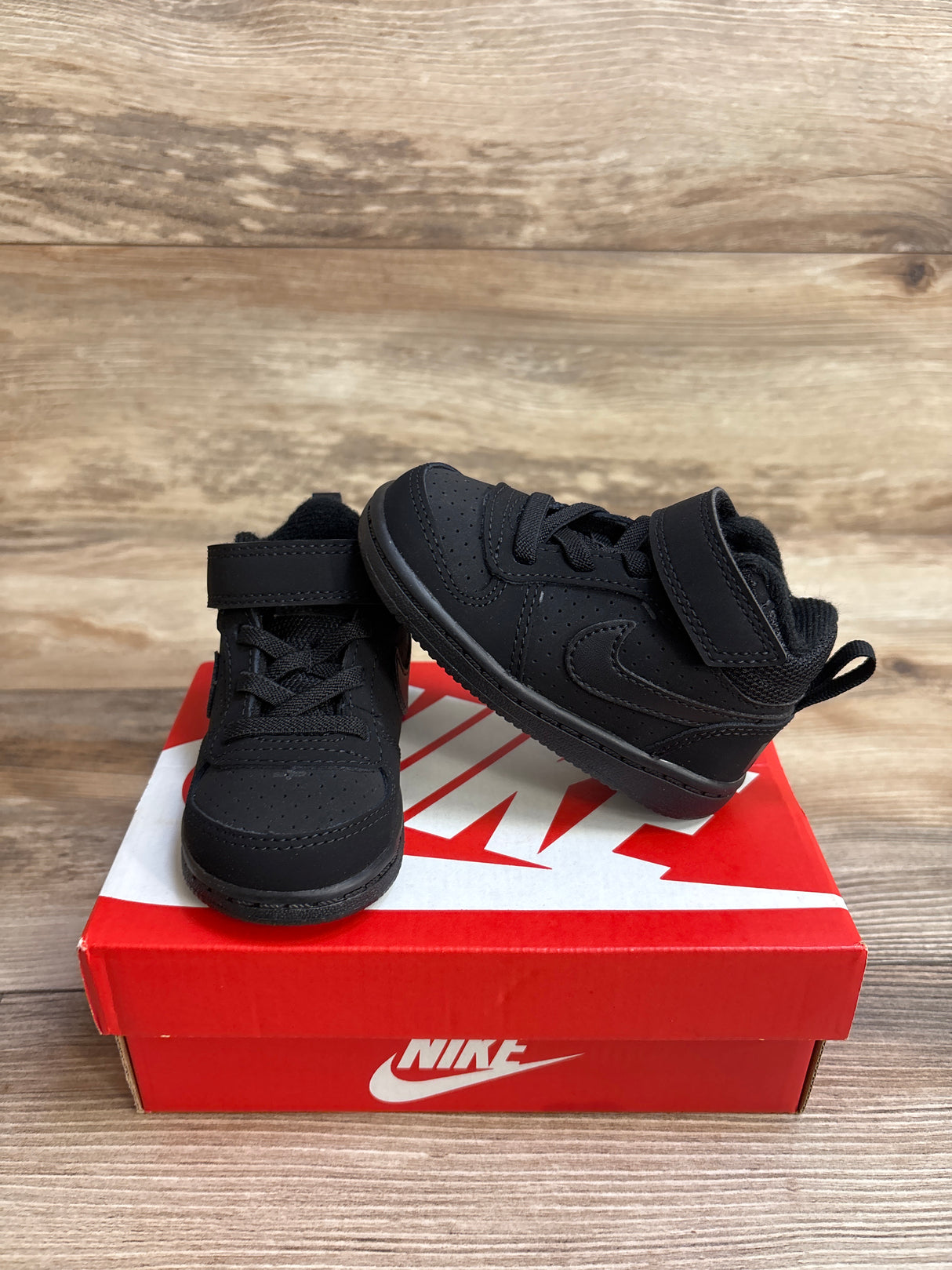 NEW Nike Court Borough Mid TD 'Triple Black' Sneakers sz 5c