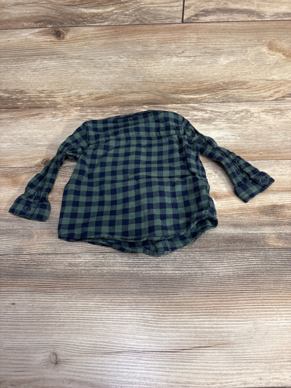 H&M Plaid Button Up Flannel Shirt Green sz 9m