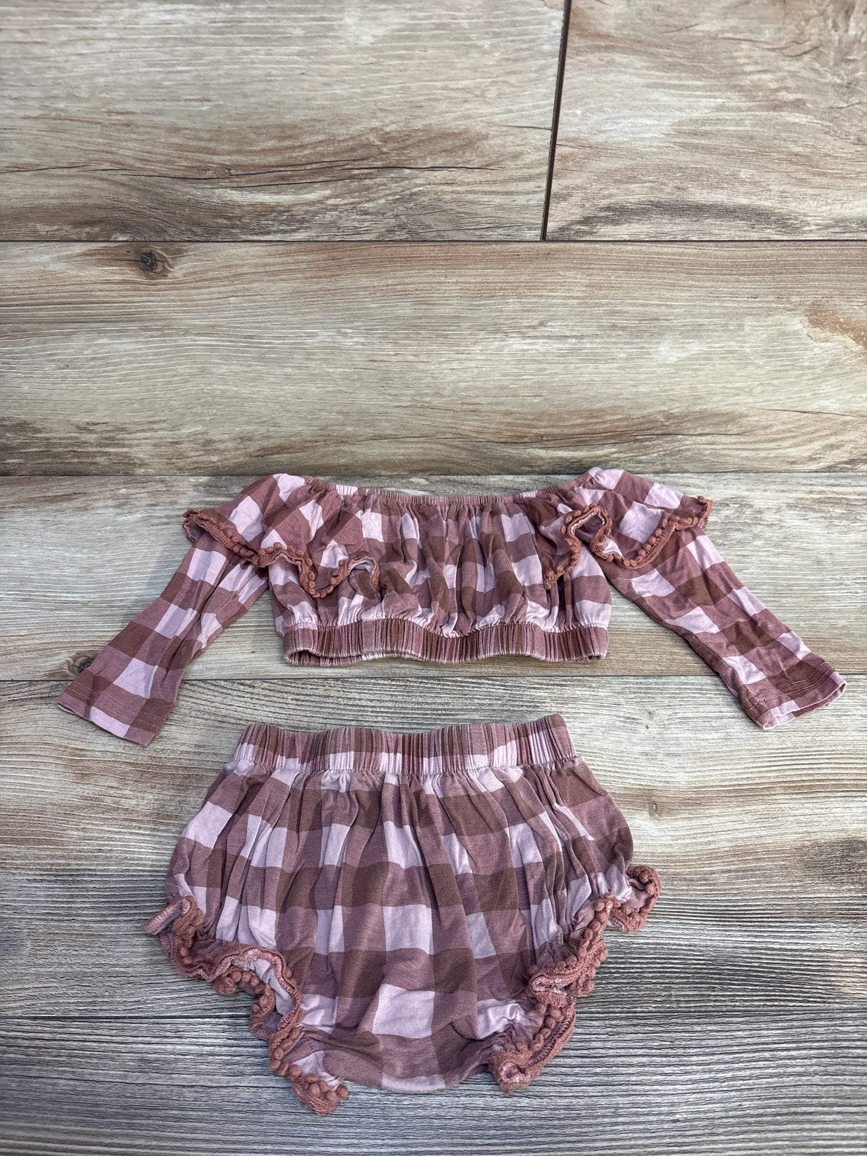 Kate Quinn 2pc Cropped Plaid Top & Bottoms Pink sz 18-24m - Me n Mommy To Be