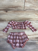 Kate Quinn 2pc Cropped Plaid Top & Bottoms Pink sz 18-24m - Me n Mommy To Be