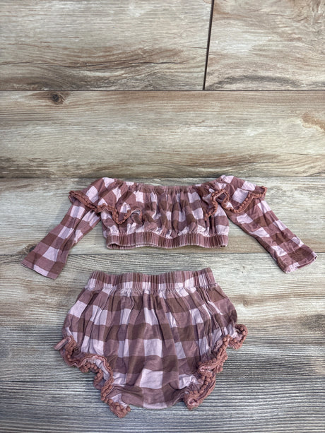 Kate Quinn 2pc Cropped Plaid Top & Bottoms Pink sz 18-24m - Me n Mommy To Be