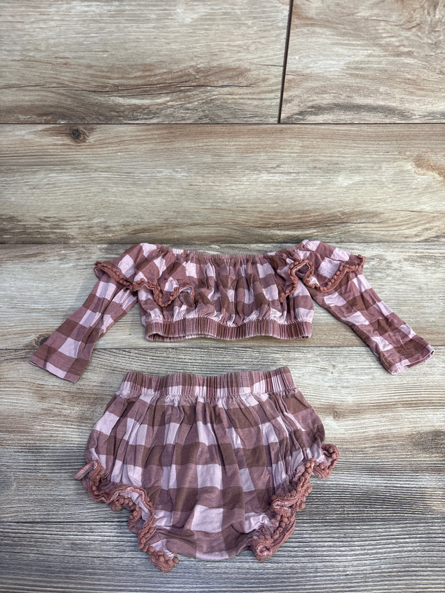 Kate Quinn 2pc Cropped Plaid Top & Bottoms Pink sz 18-24m - Me n Mommy To Be