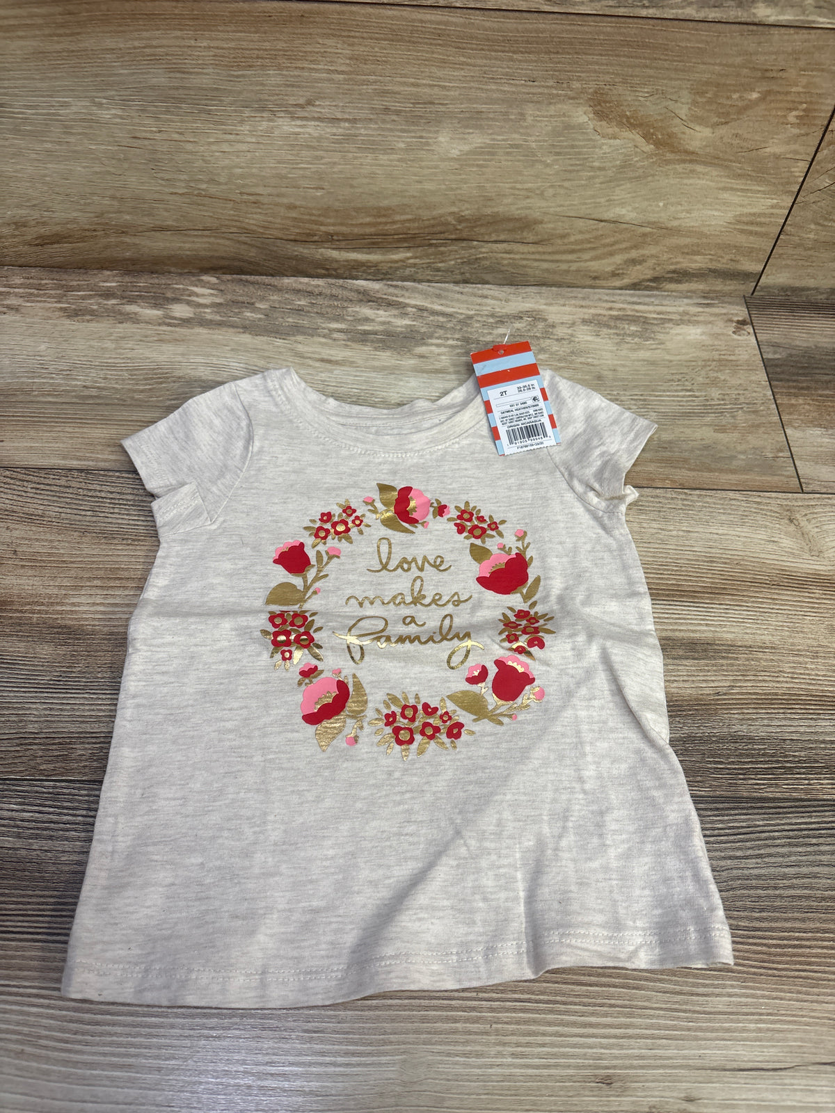 NEW Cat & Jack Love Makes A Family Shirt Oatmeal sz 2T