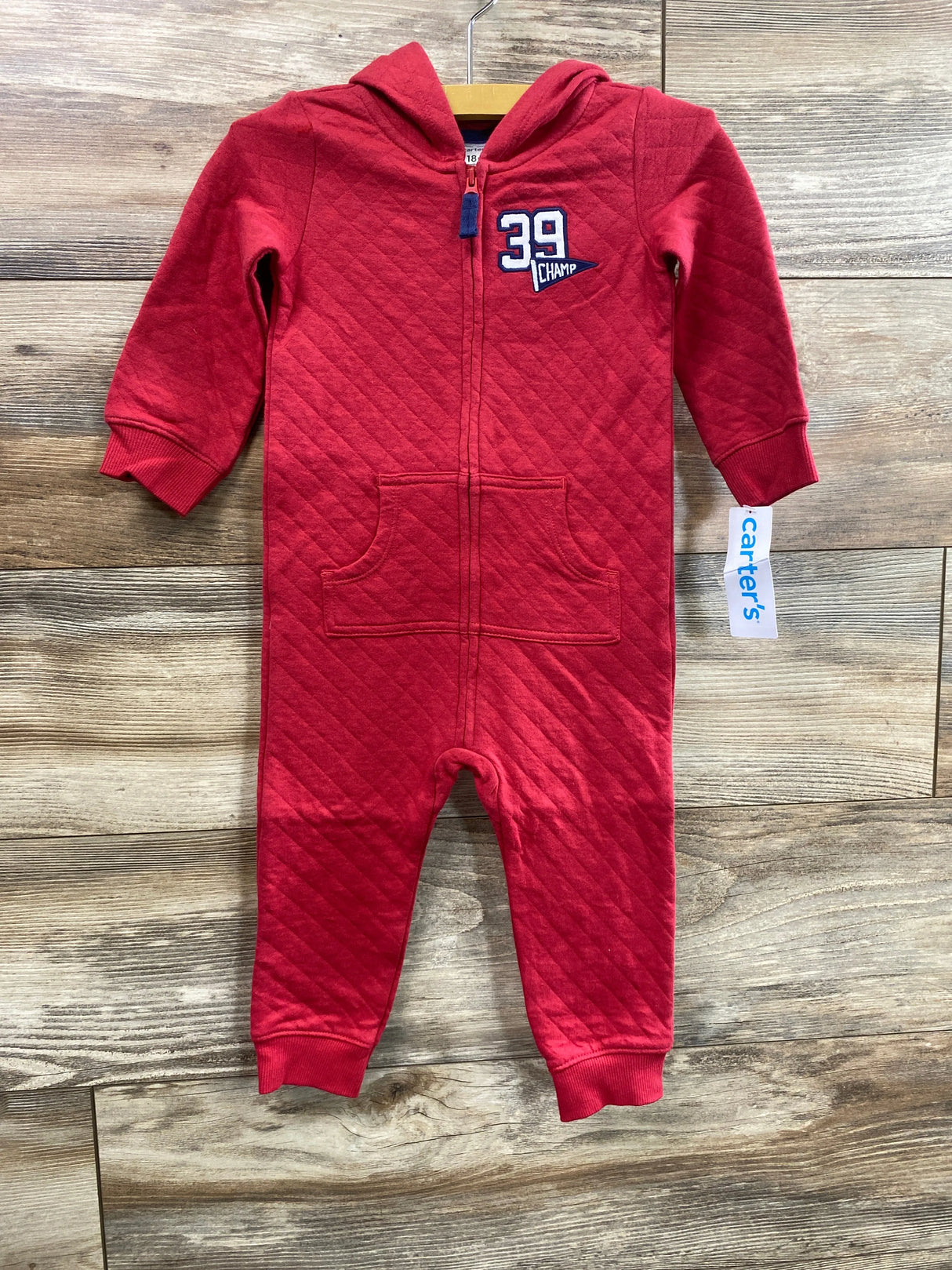 NEW Carter's Sporty Double Knit Red Jumpsuit sz 18m