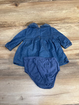 Cat & Jack 2pc Chambray Dress & Bloomers Set Blue sz 3-6m