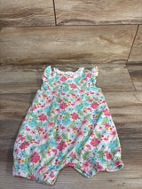 Little Me Floral Flamingo Button Front Shortie Romper White sz 18m