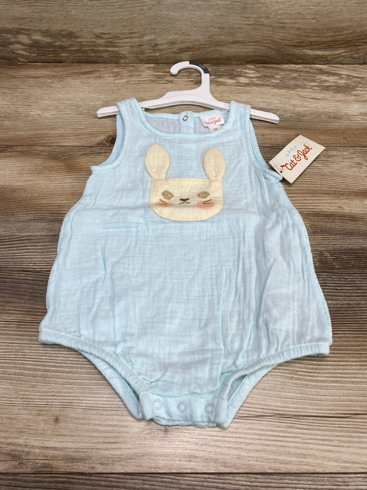 NEW Cat & Jack Muslin Bunny Romper Blue sz 18m