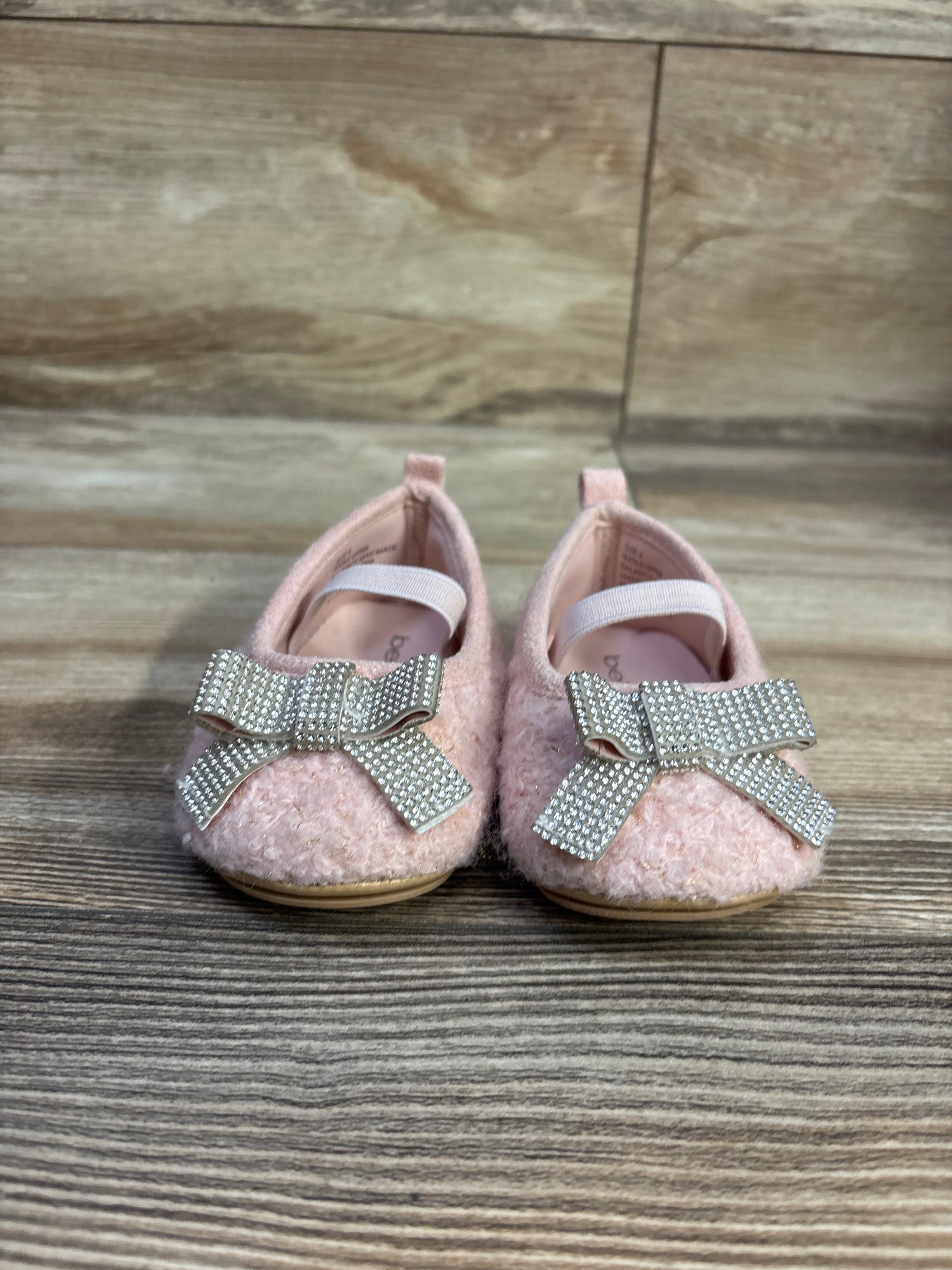Bebe Fuzzy Bow Ballet Flats Pink sz 4c