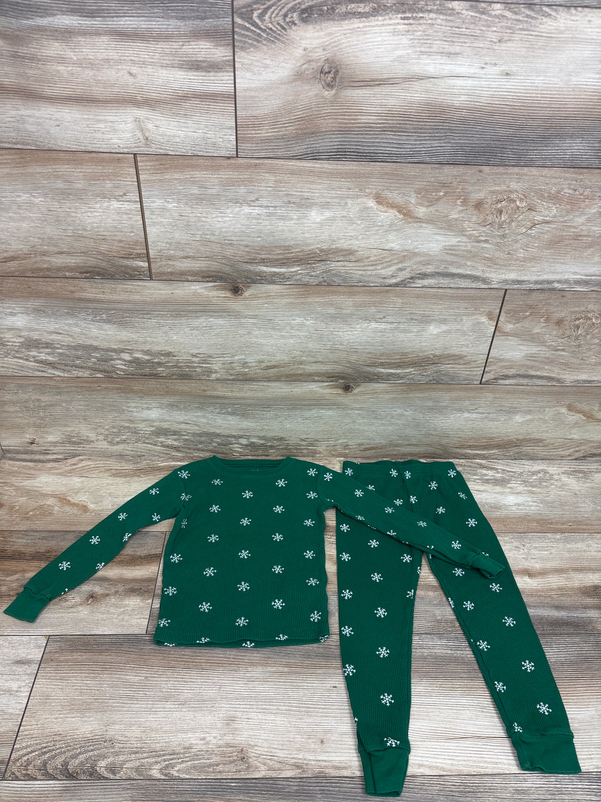 Carter's 2pc Waffle Knit Snowflake Pajama Set Green sz 4T