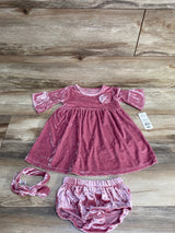 Pl Baby 3pc Velvet Rose Shirt & Bottoms Set Pink sz 24m