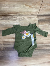 NEW Okie Dokie 'Oopsie Daisy' Puff Sleeve Bodysuit Olivine sz Newborn