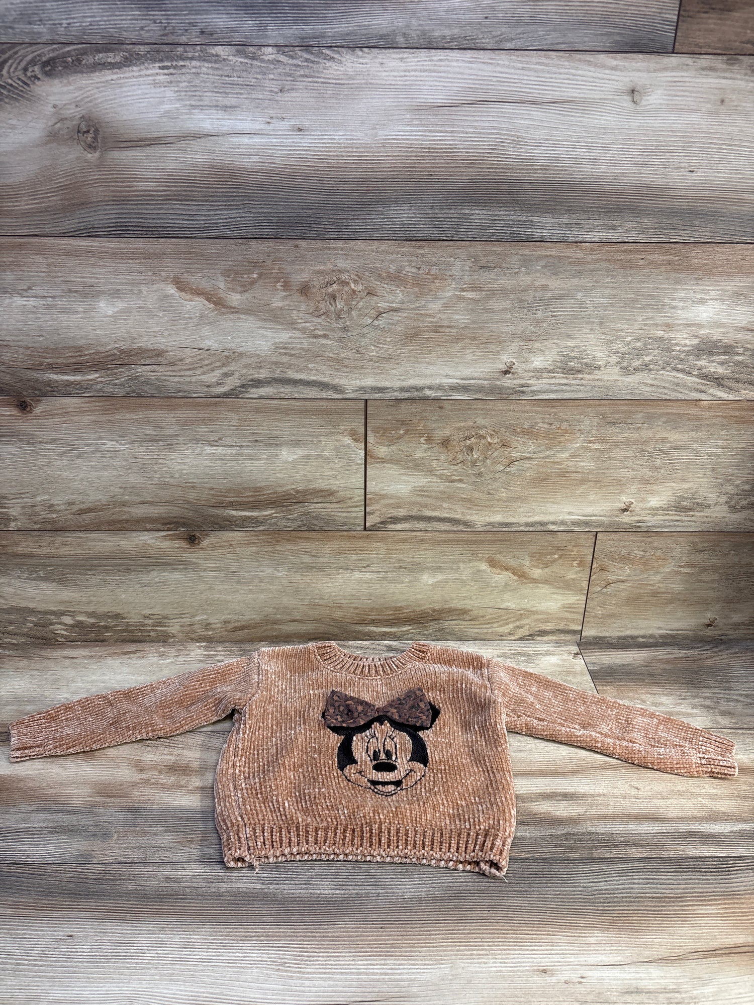 Disney Junior Minnie Mouse Velour Knit Sweater Brown sz 3T