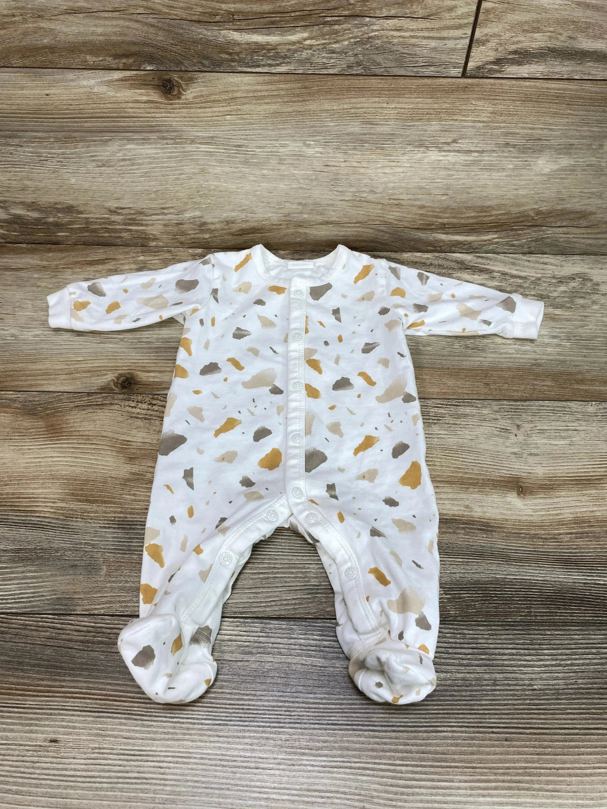 Firsts by Petit Lem Golden Pebble Terrazzo Footie White sz Newborn