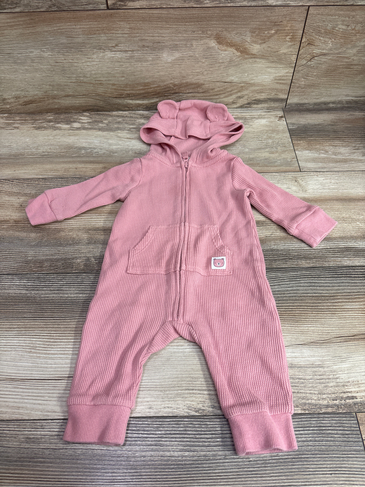 Carter's Waffle Knit Hooded Coverall Pink sz 3m