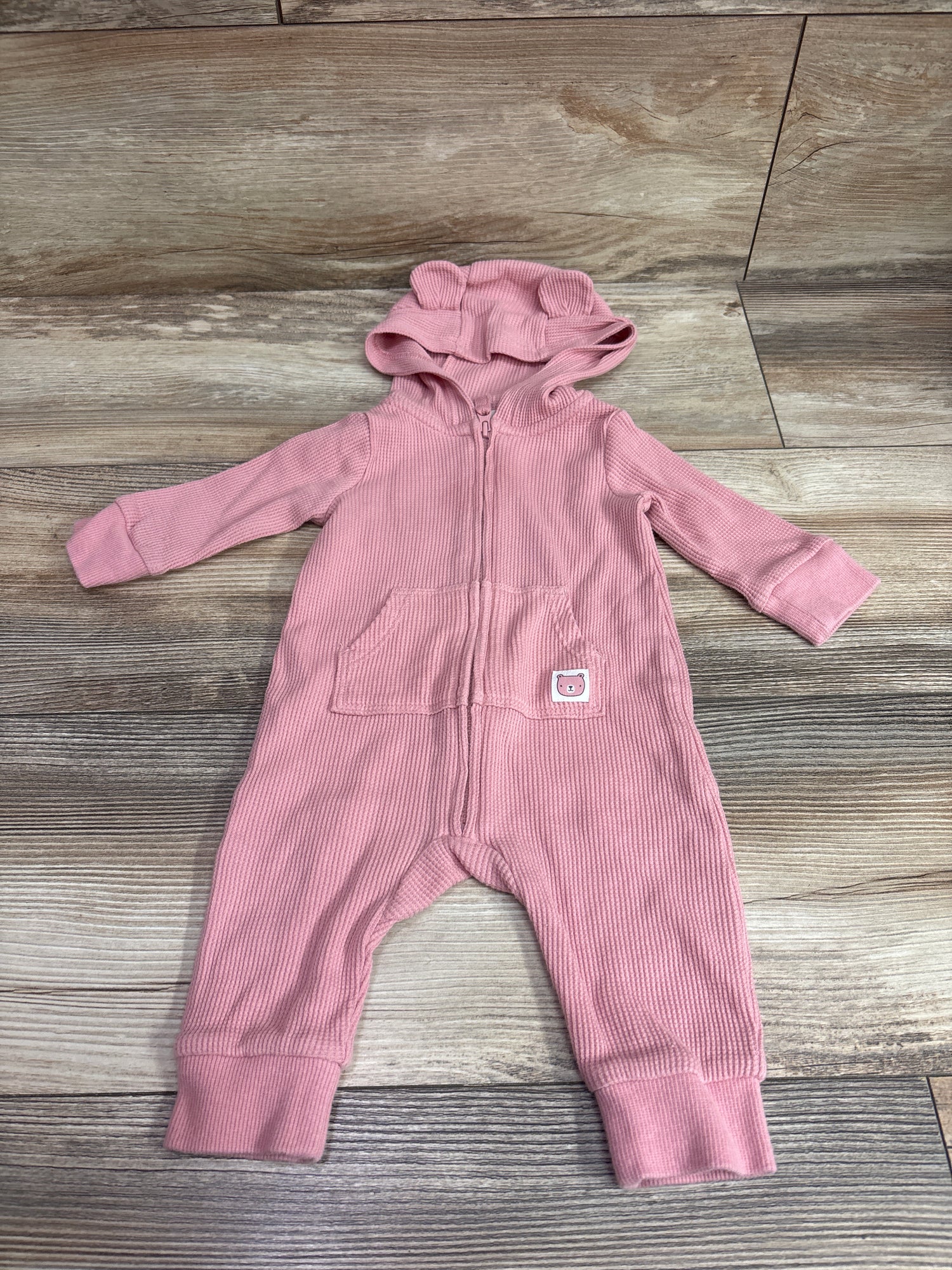 Carter's Waffle Knit Hooded Coverall Pink sz 3m