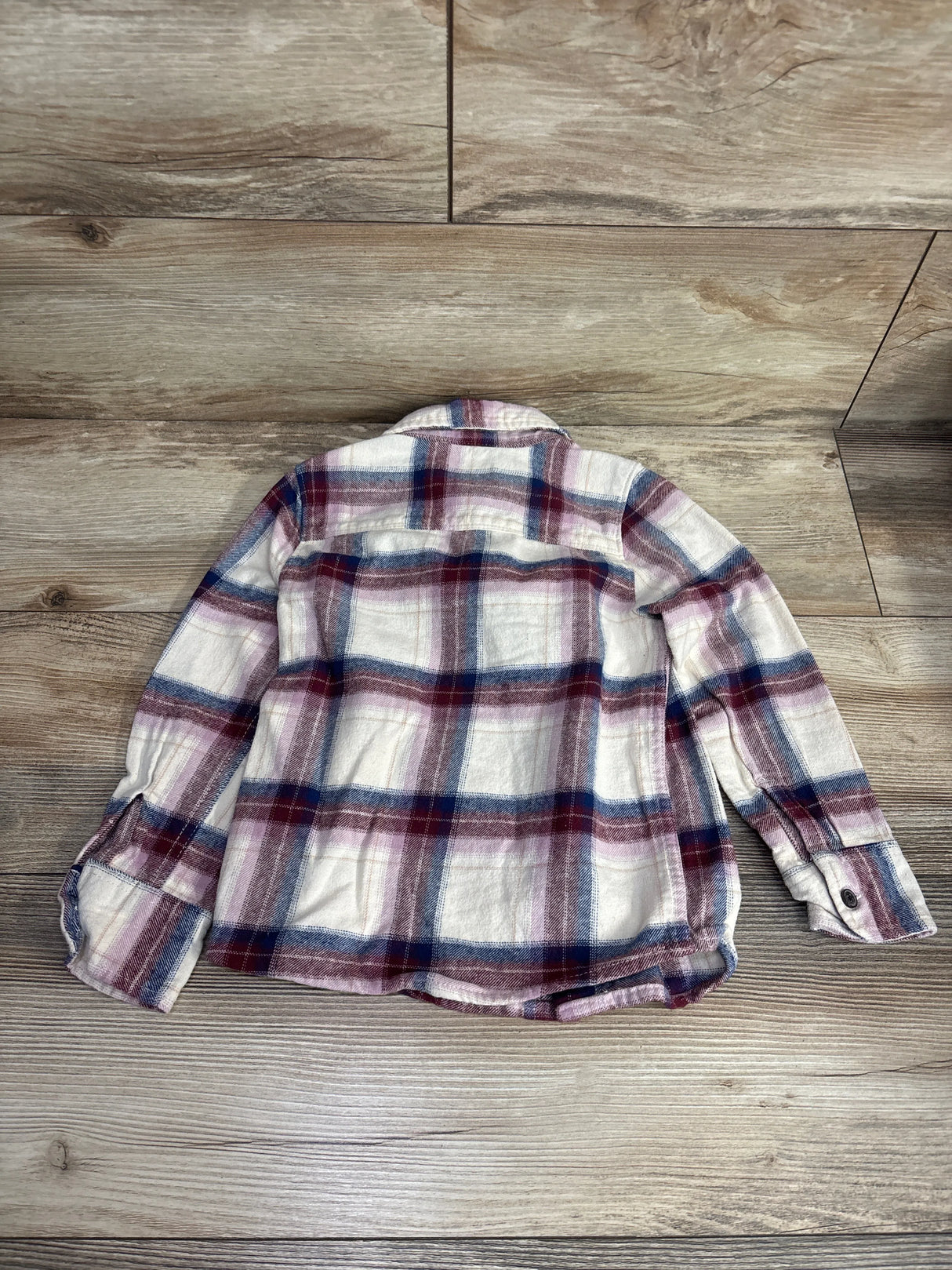 OshKosh Plaid Button Up Flannel Shirt White sz 5T