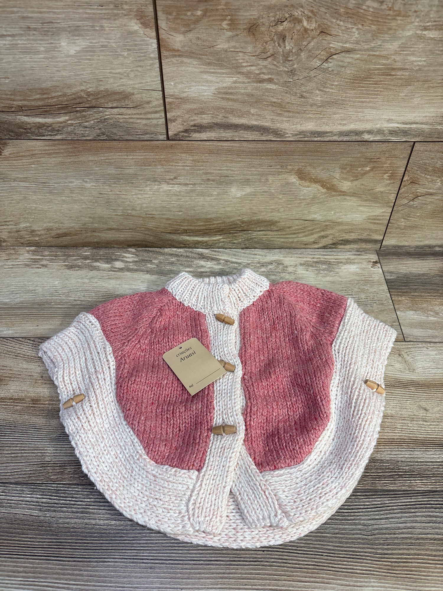 NEW Handmade Portuguese Knit Poncho Cardigan Pink sz 6-12m