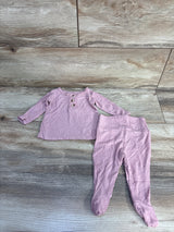Elivia & Co 2pc Ribbed Henley Top & Bottoms Set Pink sz 0-3m