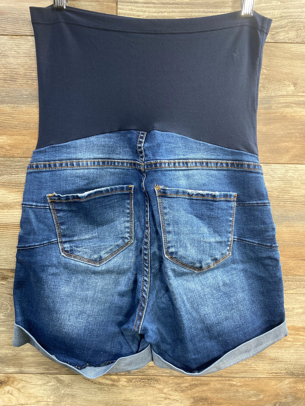 SONG Maternity Full Panel Denim Shorts Blue sz Small