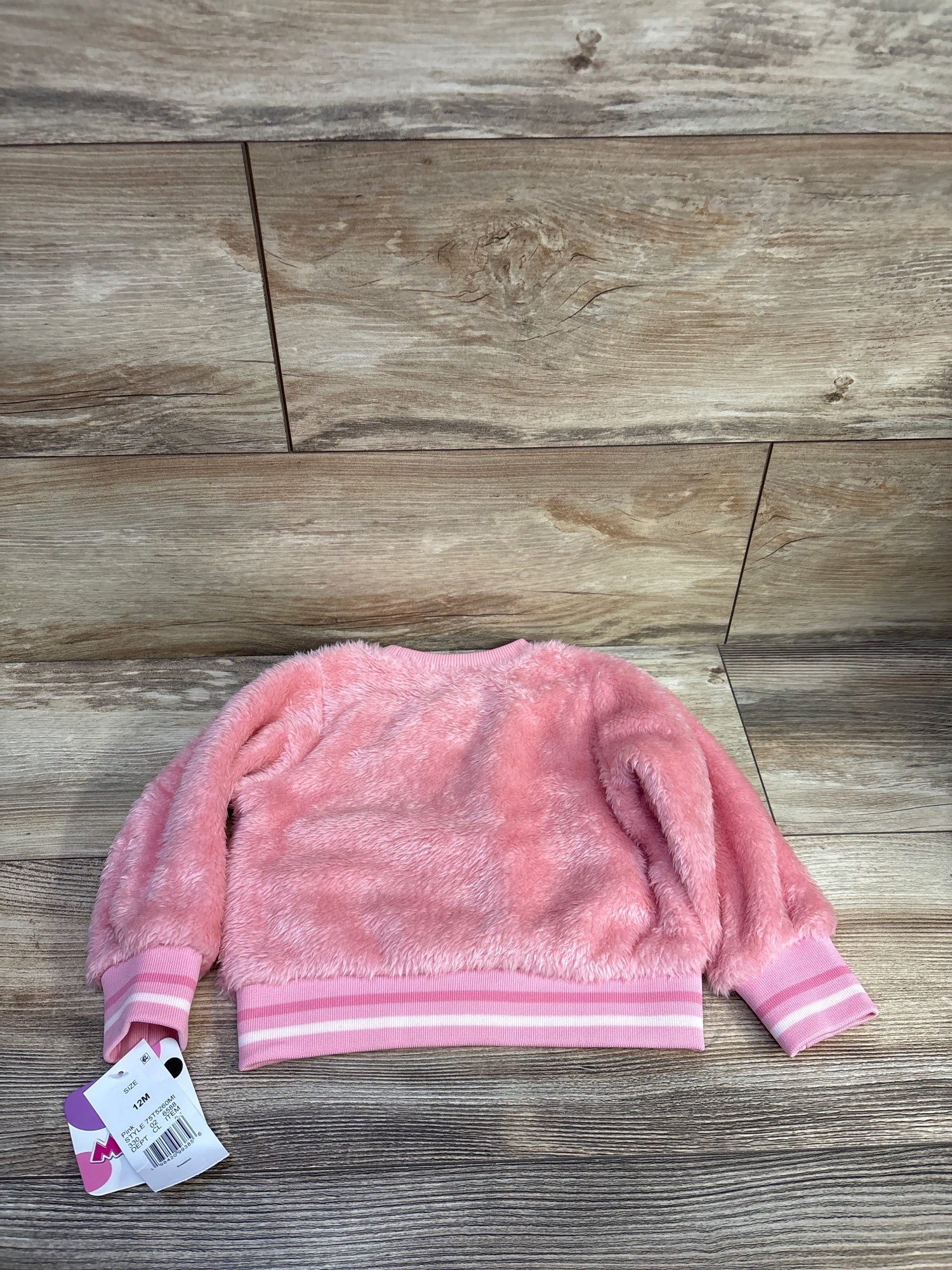 NEW Disney Junior Minnie Mouse Faux Fur Sweatshirt Pink sz 12m