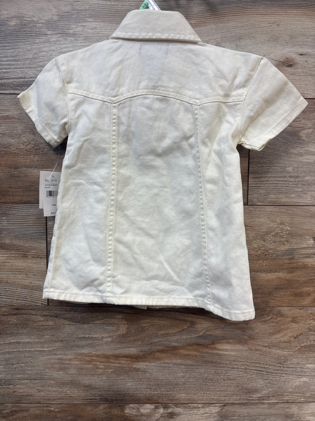 NEW 7 For All Mankind 2pc Denim Button-Front Dress & Bloomers Set Cream sz 18m