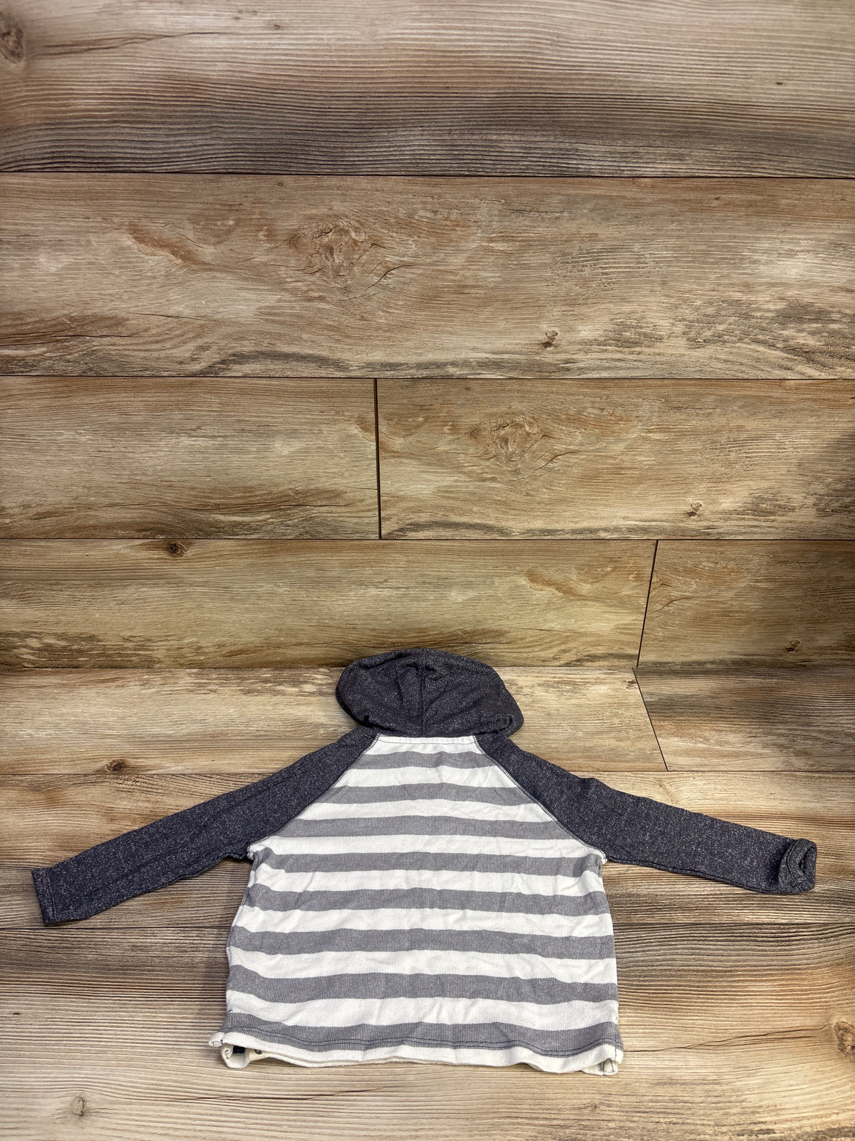 NEW Easy Peasy Knit Striped Hooded Shirt Grey sz 18m