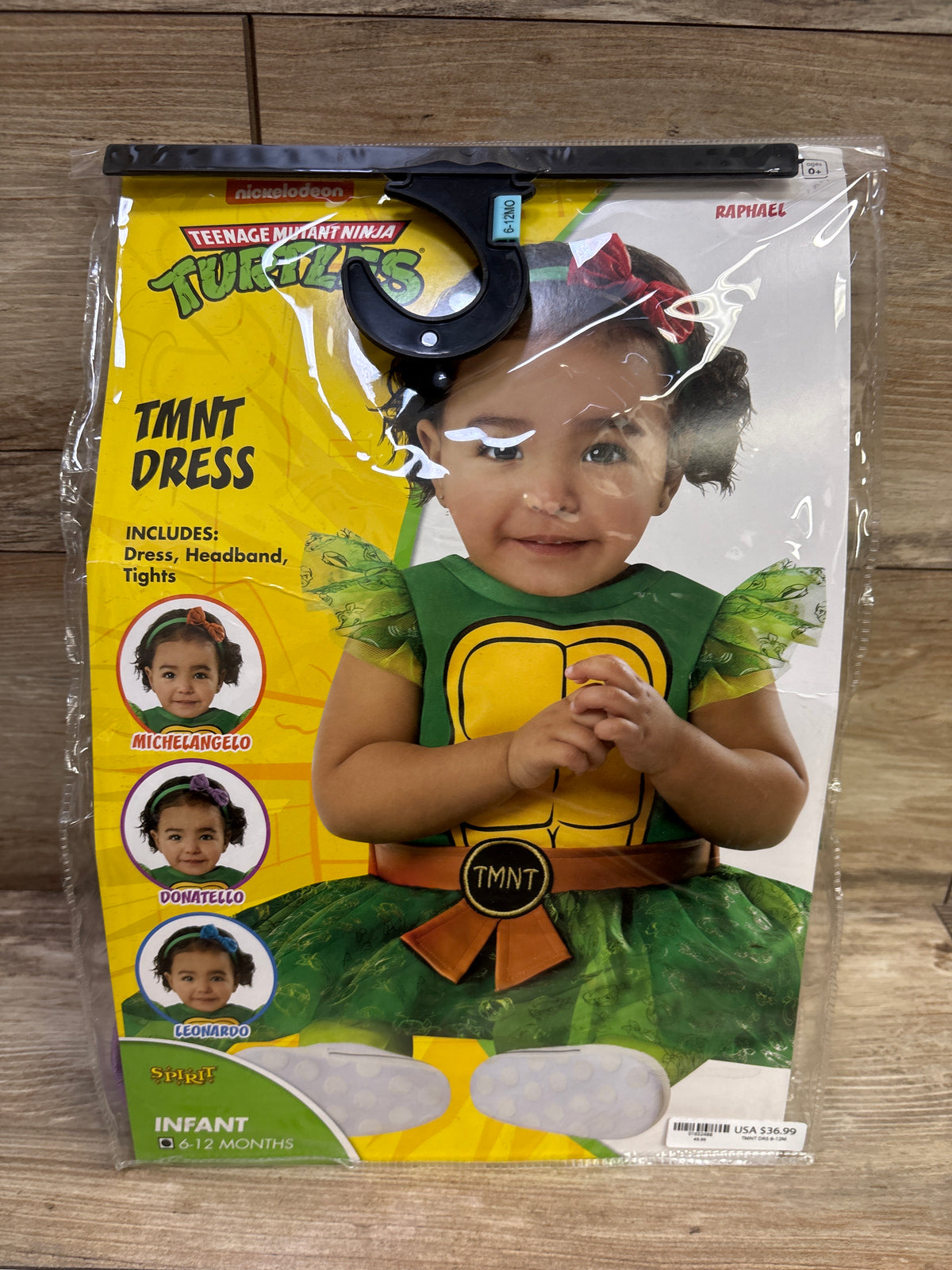 Spirit Halloween Teenage Mutant Ninja Turtles 3pc Dress Costume Set Green sz 6-12m
