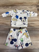 Disney Baby 2pc Mickey Mouse Sweatshirt & Shorts Set Cream sz 0-3m