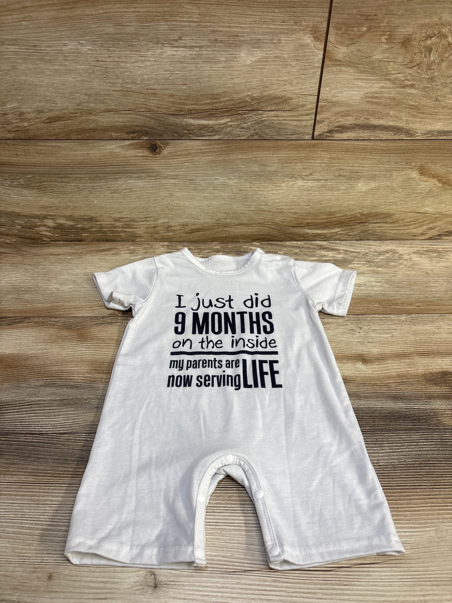 I Just Did 9 Months On The Inside Romper White sz 12-18m