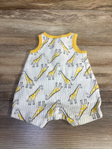 Sterling Baby Ribbed Henley Giraffe Shortie Romper White sz Newborn