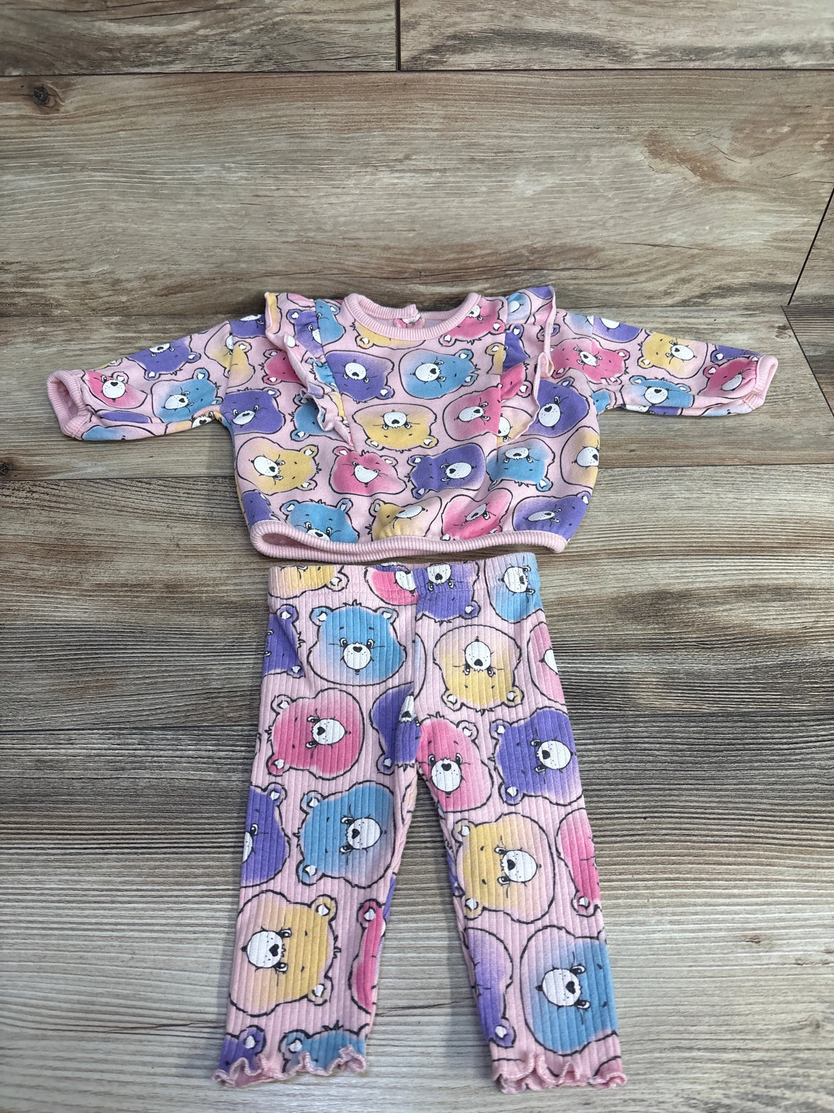 Care Bears 2pc Ruffled Sweatshirt & Ribbed Pants Pink sz 0-3m