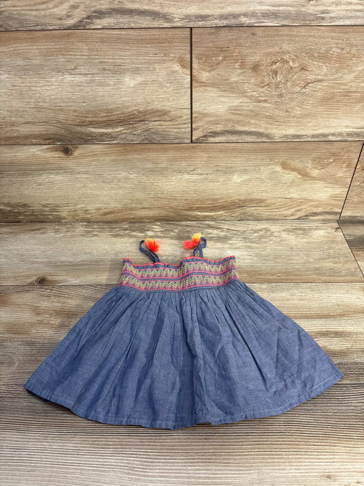 Cat & Jack Chambray Embroidered Dress Blue sz 18m