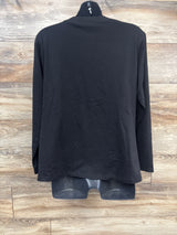 Maternity Side Zipper Long Sleeve Nursing Shirt Black sz XL