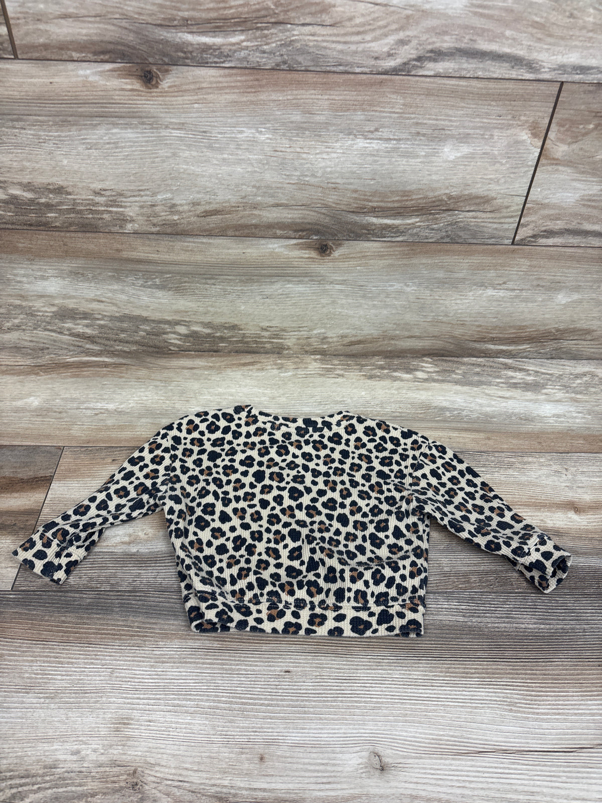 Cat & Jack Waffle Knit Leopard Print Shirt Beige sz 12m