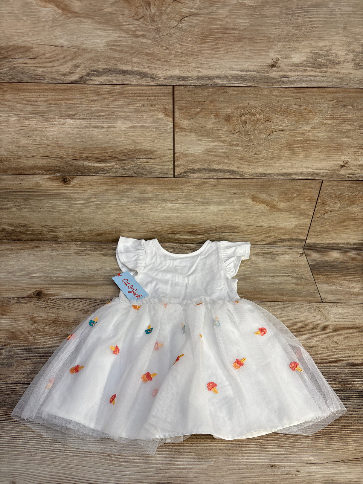 NEW Cat & Jack Ice Cream Tank Tulle Dress White sz 2T