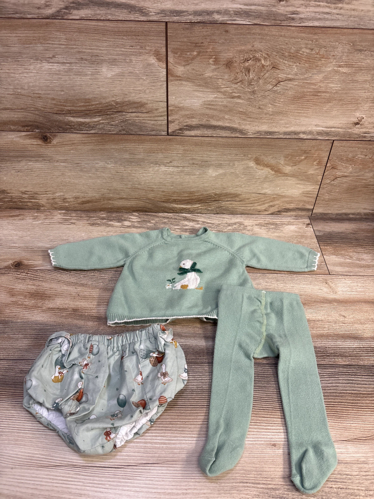 Mayoral 3pc Duck Sweater Set Green sz 2-4m
