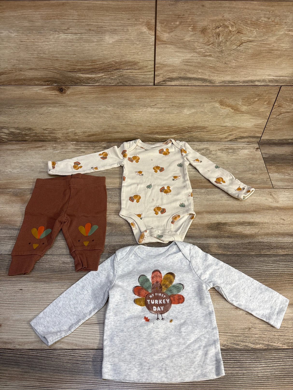 Just One You 3pc My First Turkey Day Set Grey sz 3m