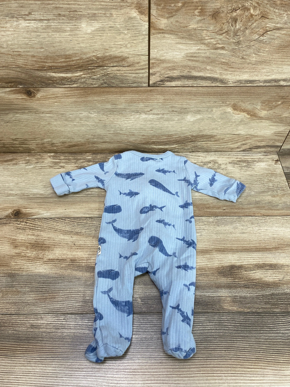 Rabbit + Bear Whale Print Sleeper Blue sz 0-3m