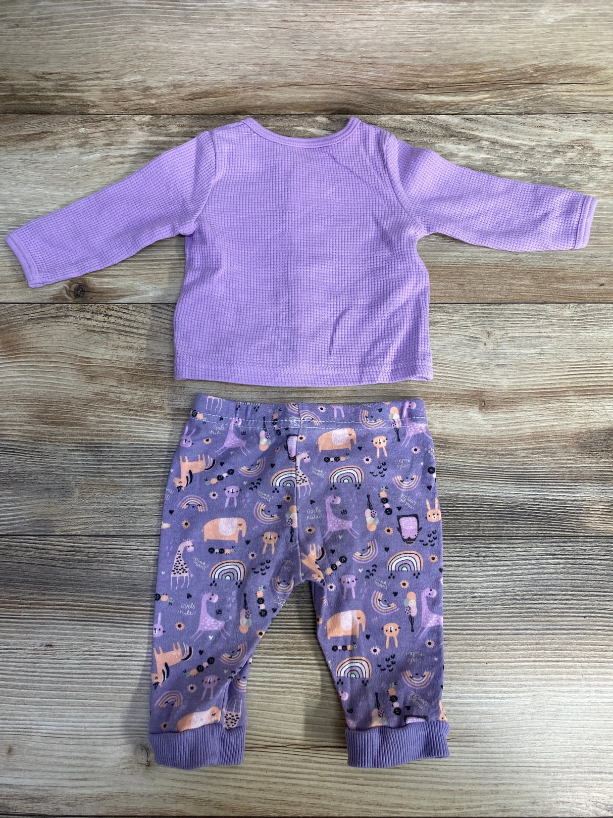 Emporio Baby 2pc Waffle Knit Horse Embordered Top & Bottom Set Lilac sz 3-6m