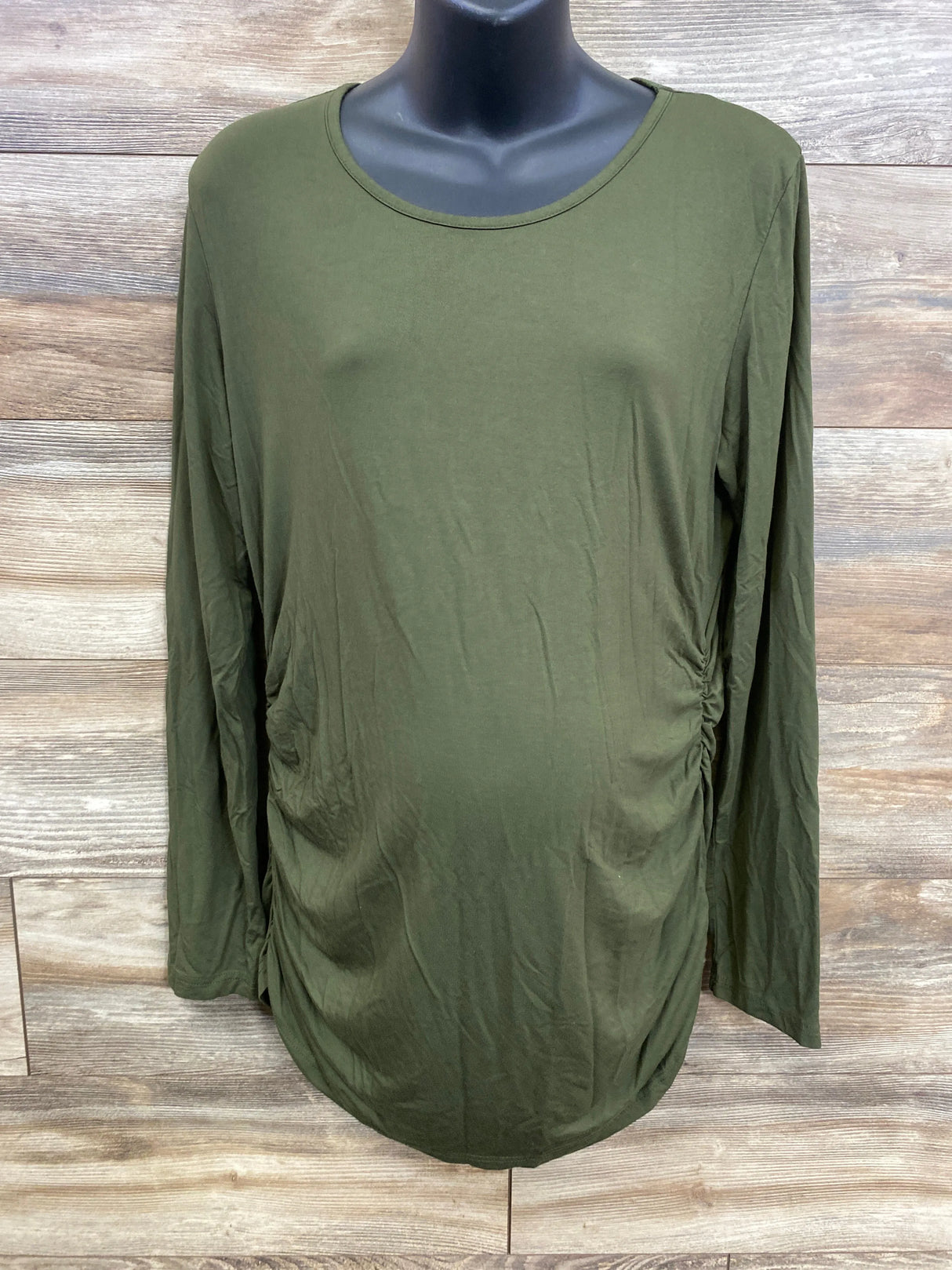 Smallshow Long Sleeve Ruched Shirt Green sz XL