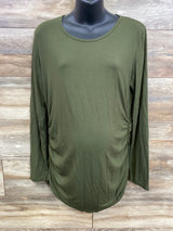Smallshow Long Sleeve Ruched Shirt Green sz XL