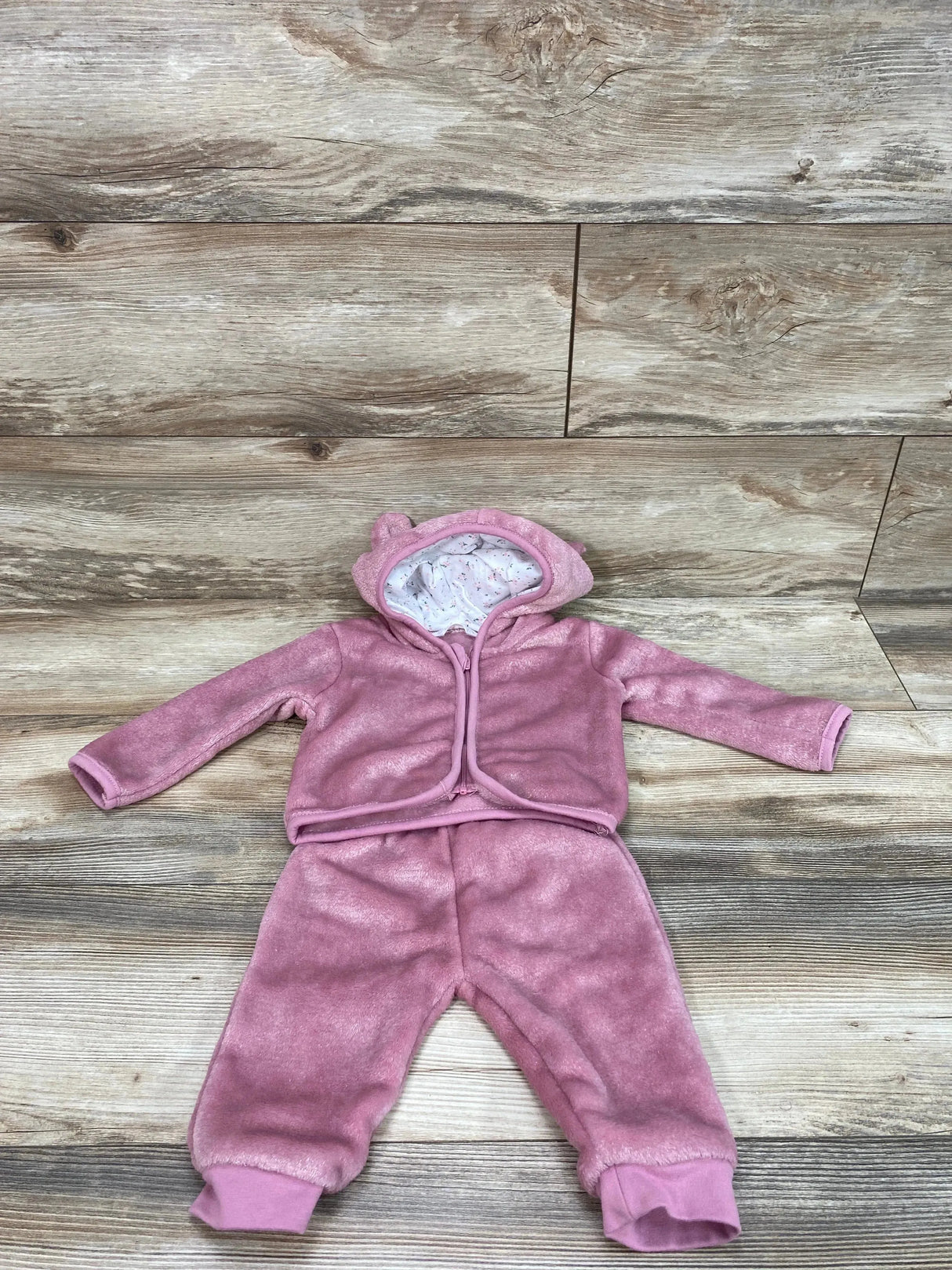 Rene Rofe 2pc Plush Full Zip Hoodie & Pants Pink sz 6-9m