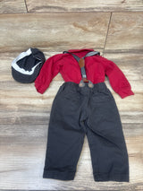 GiLiling 4pc Gentleman Suspender Suit Set Red sz 3-6m