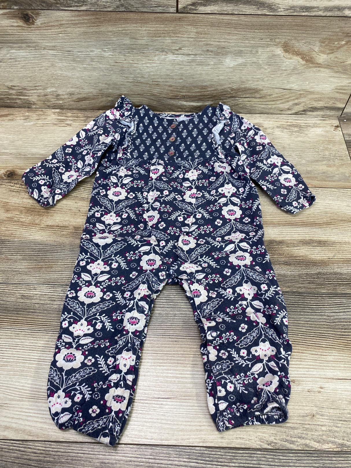 Carter's Floral Henley Coverall Grey sz 12m